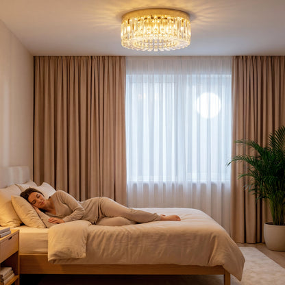 Crystal Chandelier | 160 Crystal Pendants | 6-Light G9 | Ø40cm | 10-40m² | Gold Tone