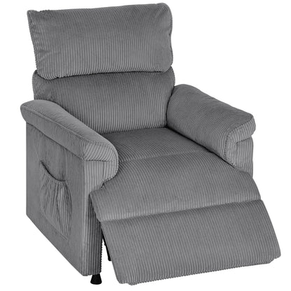 Corduroy Electric Massage Recliner - Brown / Grey