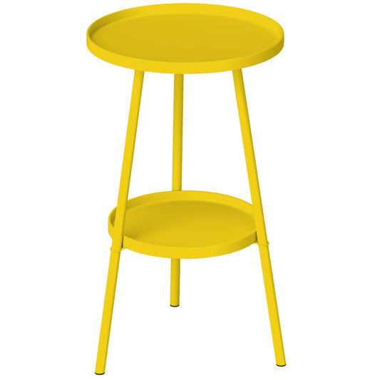 Outsunny Two-Tier Metal Garden Table - Yellow