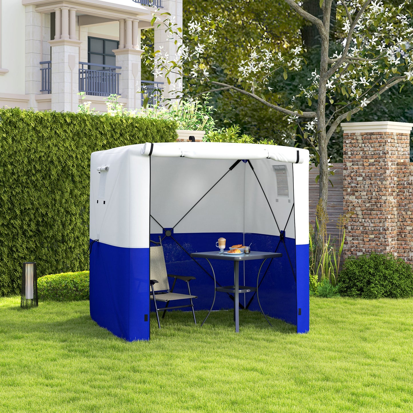 Outsunny 2 x 2m Pop-Up Party Tent Gazebo, with Accessories - Dark Blue