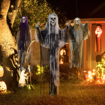 Set of 3 Hanging Skeleton Halloween Decorations, Scary Flying Ghost for Garden, Party, 90/110/170cm