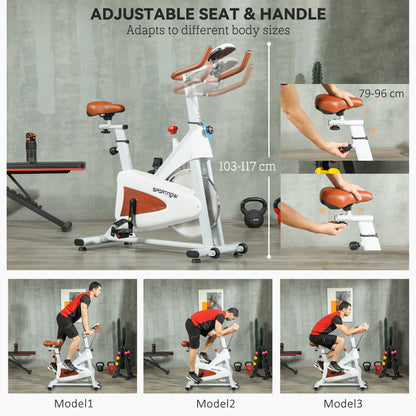 Indoor Exercise Bike, Quiet Stationary Bike, Stylish Cycling Machine with Adjustable Seat and Resistance, for Home Gym Cardio Workout