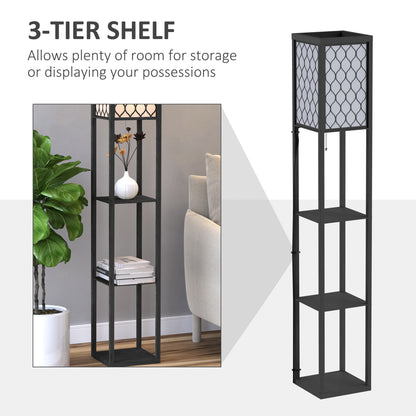 Set of 2 Floor Lamps with 3 Shelves | Honeycomb Shade | E27 | 160cm | Black