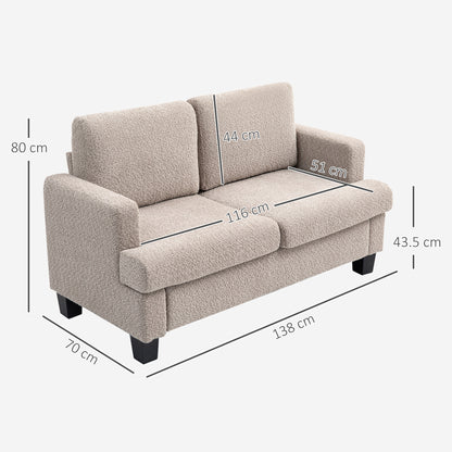 2 Seater Sofa, 138 cm Loveseat Sofa with Removable Back Cushions, Chenille Fabric Small Couch Settee W/ S-springs for Living Room, Bedroom