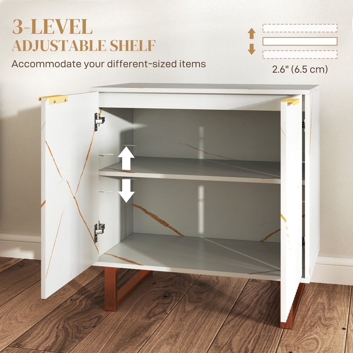 Elegant Storage Sideboard - White/Gold-Tone