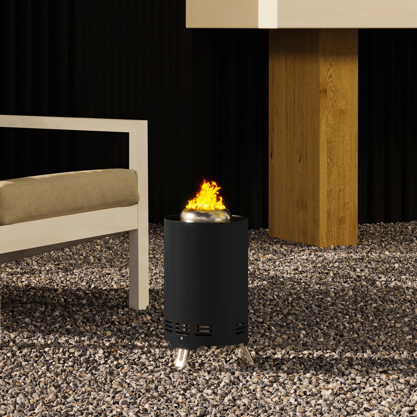 Outsunny Smokeless Fire Pit, 16 x 16 cm Stainless Steel Portable Wood Burning Firepit with Poker for Garden Camping Bonfire Party, Black