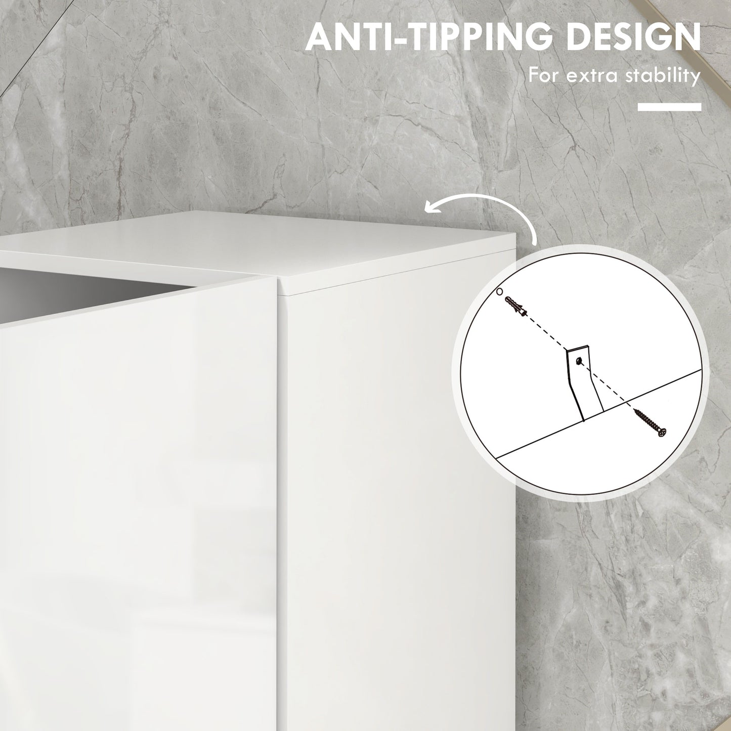 Kleankin Multi-Storage Slim Bathroom Cabinet - High Gloss White