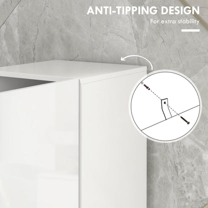 Kleankin Multi-Storage Slim Bathroom Cabinet - High Gloss White