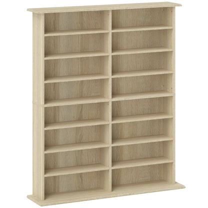 16-Compartment Media Shelf Unit Organiser - White / Brown