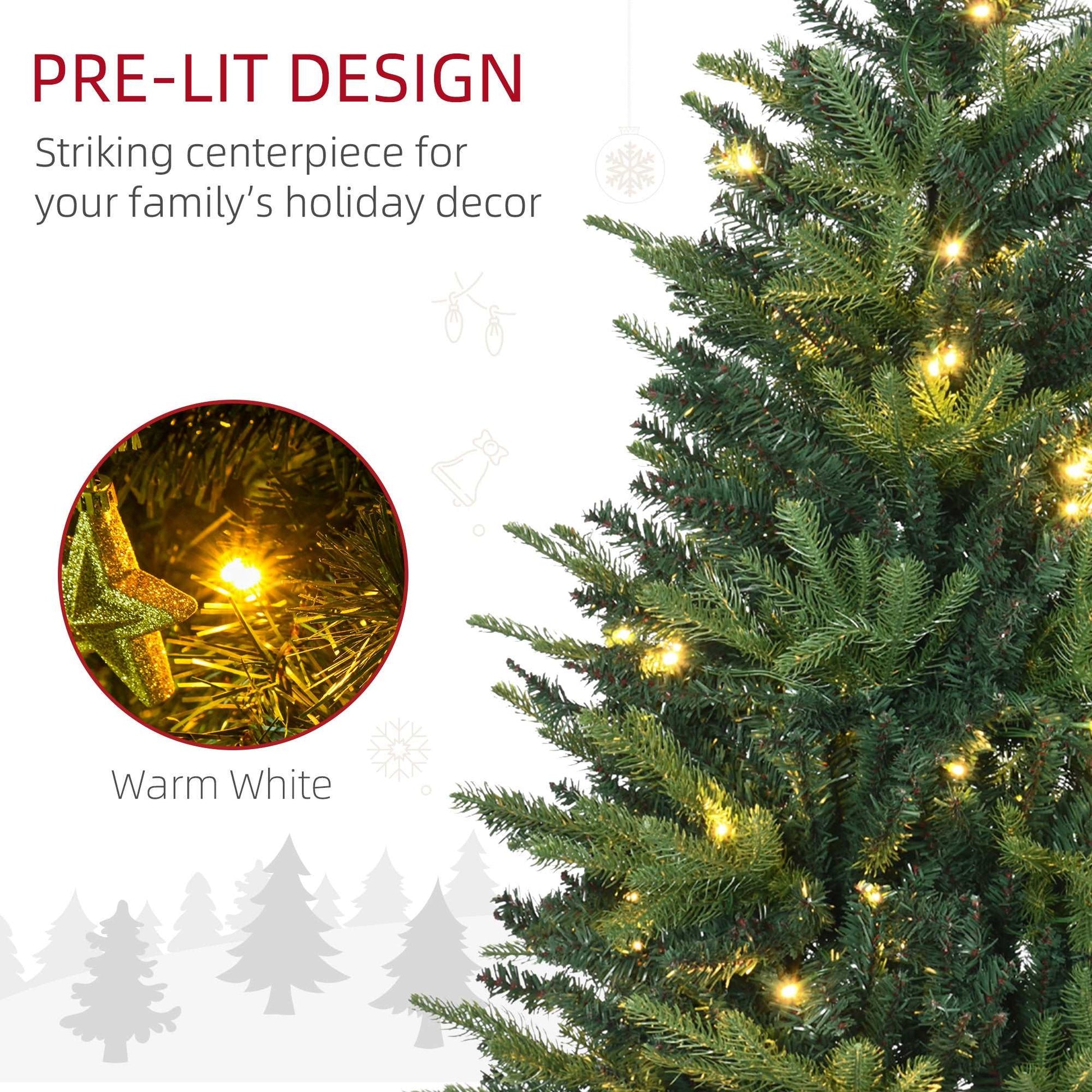 1.2m Prelit Christmas Tree Artificial Spruce Tree, Plastic Stand-Green