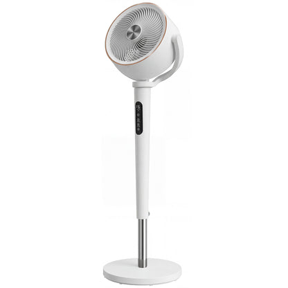 BLDC Pedestal Air Circulator Fan | 20dB Sleep Mode | 717 CFM | 12 Speeds | 3D Oscillation 70°+90° | Night Light & Aromatherapy | Washable Grill | 5m Remote | 12H Timer | 50W | 116.5cm | White