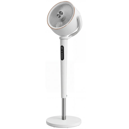BLDC Pedestal Air Circulator Fan | 20dB Sleep Mode | 717 CFM | 12 Speeds | 3D Oscillation 70°+90° | Night Light & Aromatherapy | Washable Grill | 5m Remote | 12H Timer | 50W | 116.5cm | White
