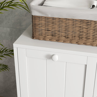 Kleankin Tilt-Out Laundry Cabinet, Modern Bathroom Cabinet with 2 Compartments For Bathroom Washroom