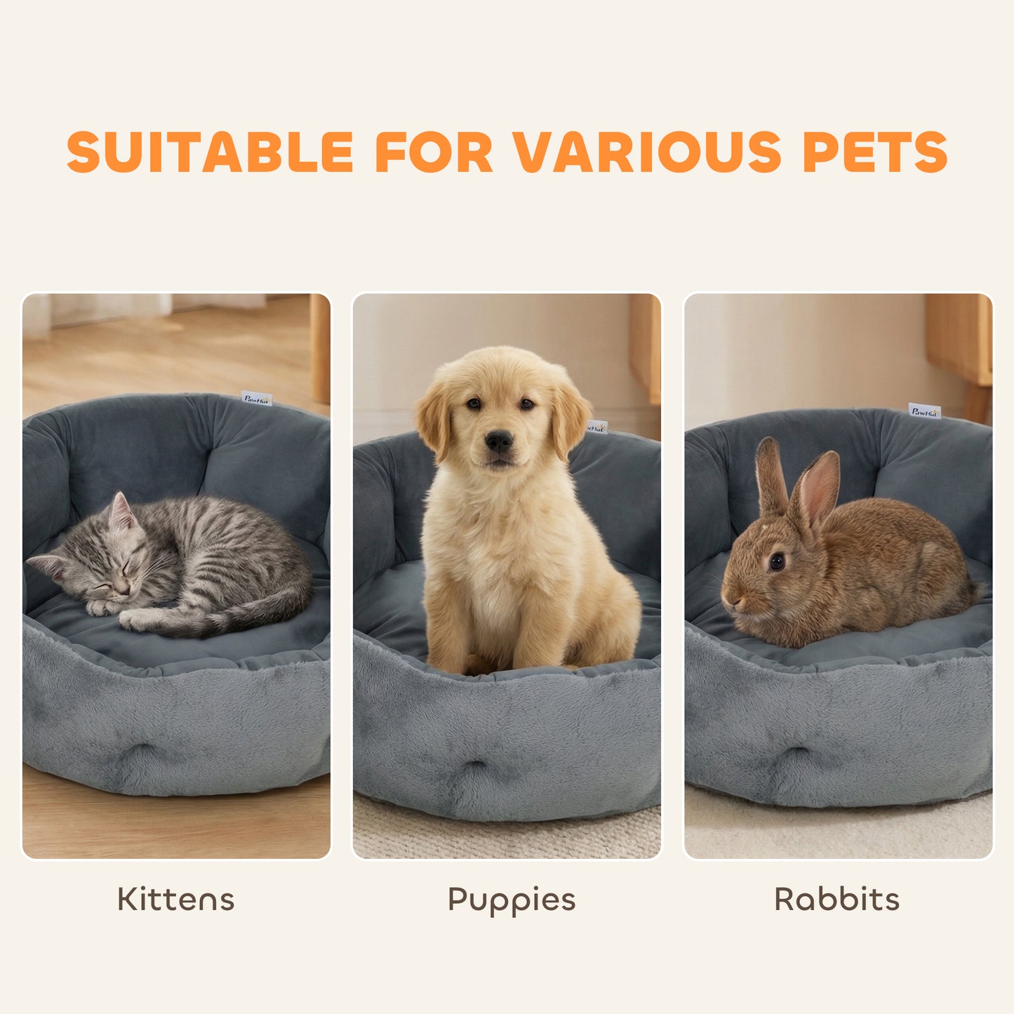 Round Pet Bed | Reversible Cooling & Plush Sides | High Bolster | 900g PP Cotton Fill | 62x62x21cm | Cats & Small Dogs | Dark Grey