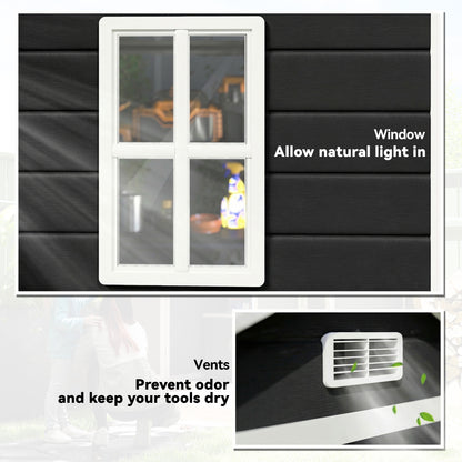 Aluminium Alloy & PP Garden Storage Shed | Double Doors | Lock & 3 Keys | Window | Vent | Sloped Roof | 40kg/m² Snow Rating | 183x134x210cm | 2.12m² | Black