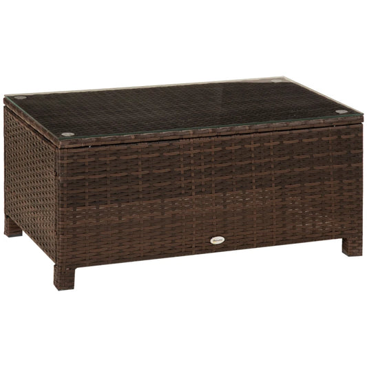 Outdoor Garden Rattan Coffee Conservatory Table With Glass Top Available In Different Colours