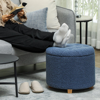 31.8L Teddy Fleece Storage Ottoman - Blue