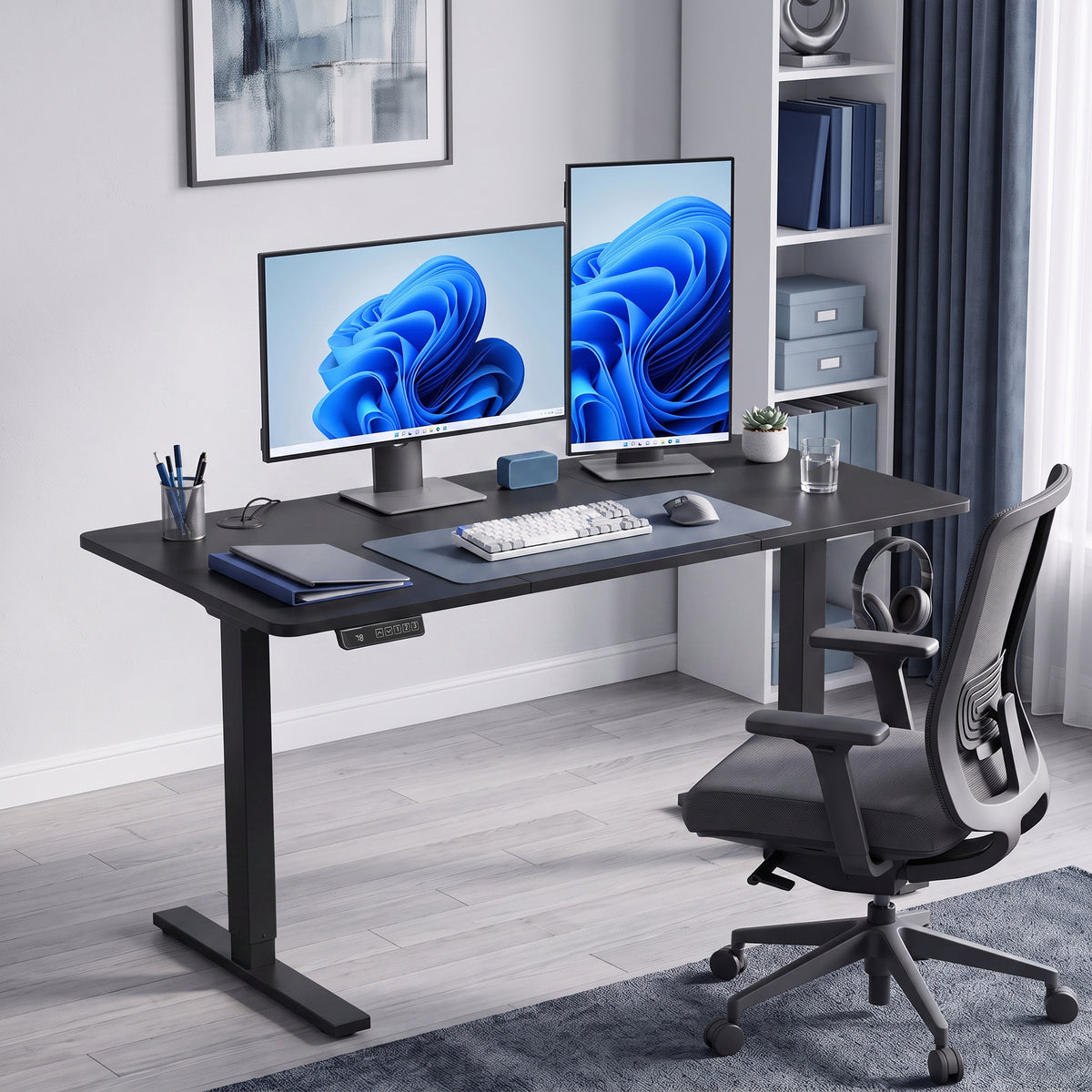 Electric Sit-Stand Desk | Black or White | 120x60cm | Height 72–118cm | LED Panel | 3 Memory Presets | Anti-Collision | Child Lock | 2 Cable Holes | 70kg | 20,000-Cycle Motor