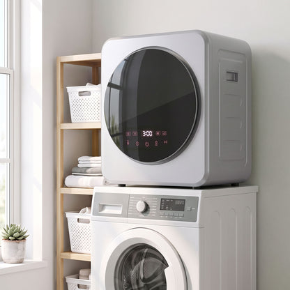 Compact Vented Tumble Dryer | Silver | 48x44x57cm | 800W | 4kg Wet 2.5kg Dry | 60°C Sterilise | Reverse Tumble | Touchscreen | Freestanding Stackable Wall-Mount | IPX4 | Auto-Stop