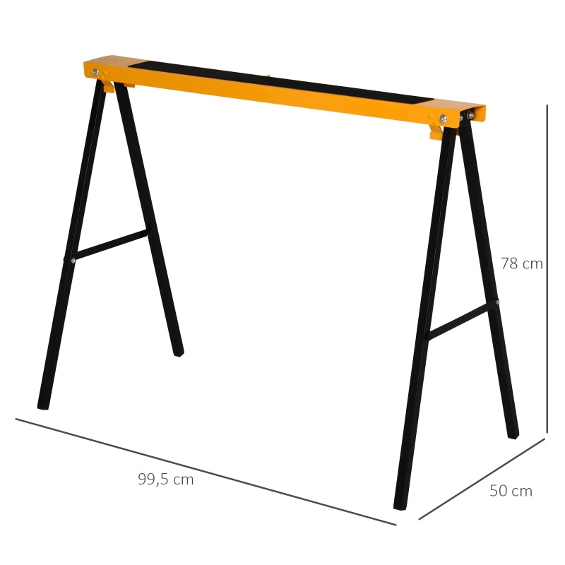 Steel Non-Slip 2-Piece Saw Horse Trestles Black And Orange
