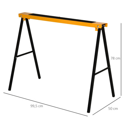 Steel Non-Slip 2-Piece Saw Horse Trestles Black And Orange
