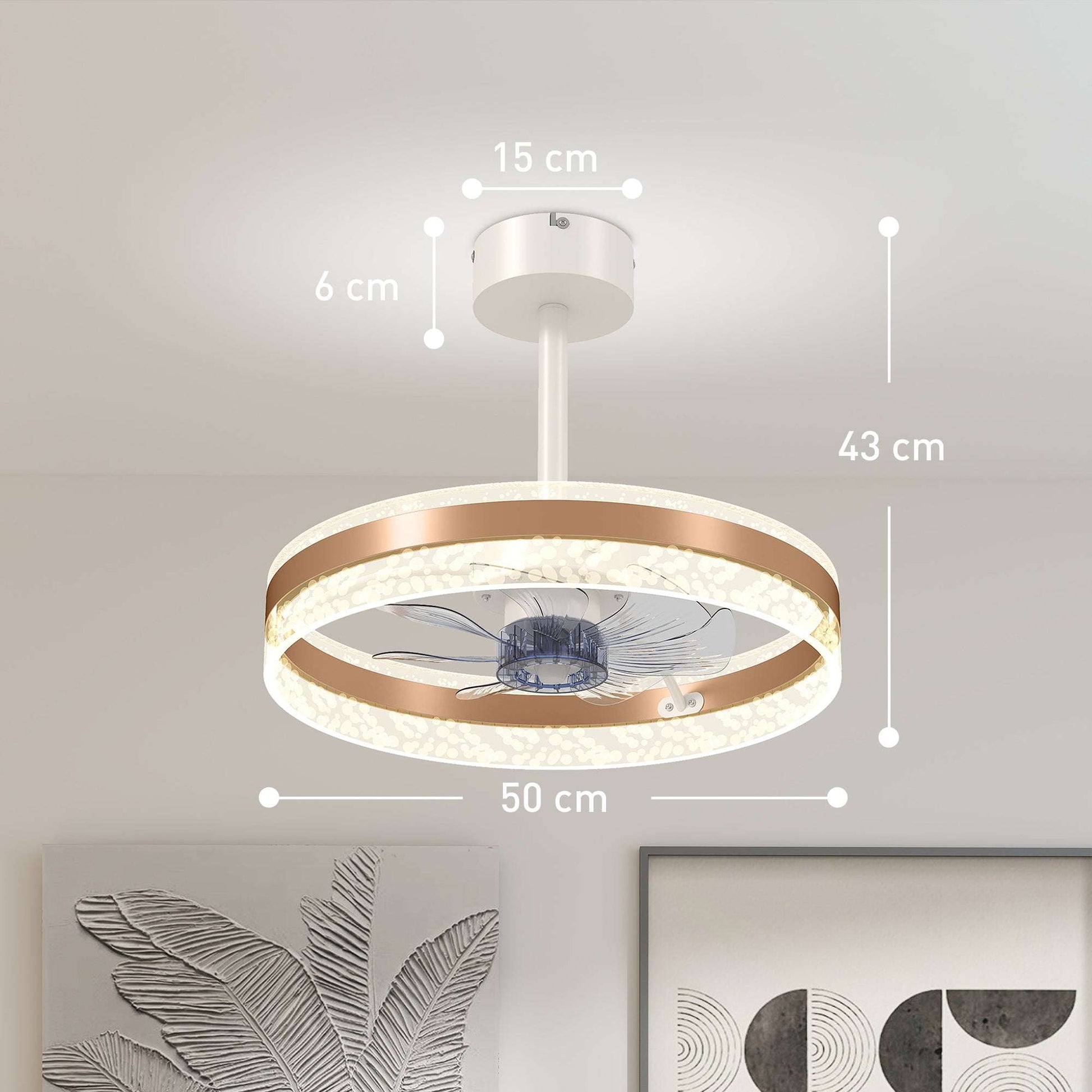 Ceiling Fan with LED Light and Remote - Gold Tone