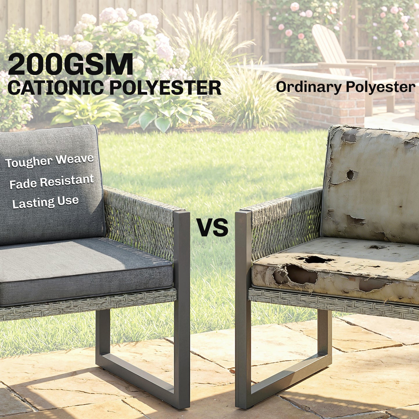 6 Seater Modular Rattan Corner Garden Furniture Set | 3 Loveseats & Dining Table | Tempered Glass | Galvanised Frame | Fade-Resistant Cushions | L-Shape or U-Shape | Grey