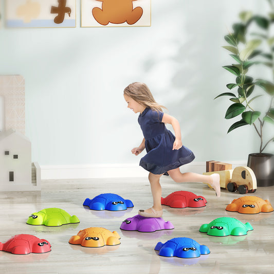AIYAPLAY 9 Piece Balance Stepping Stones with Non-slip Edge, Indoor Outdoor Obstacle Courses for Kids Ages 3-8 Years, Multicoloured