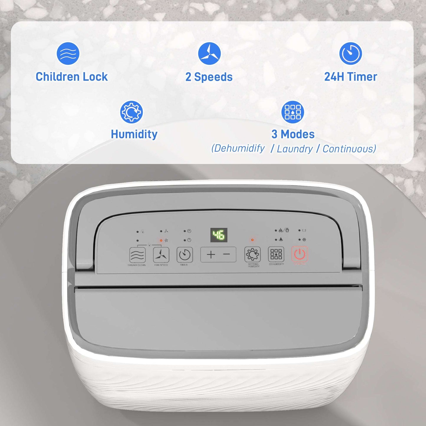 16L/Day Dehumidifier with Activated Carbon Air Filter, Continuous Drainage, 5.5L Water Tank, 24H Timer for Home Damp, Bedroom, Condensation,