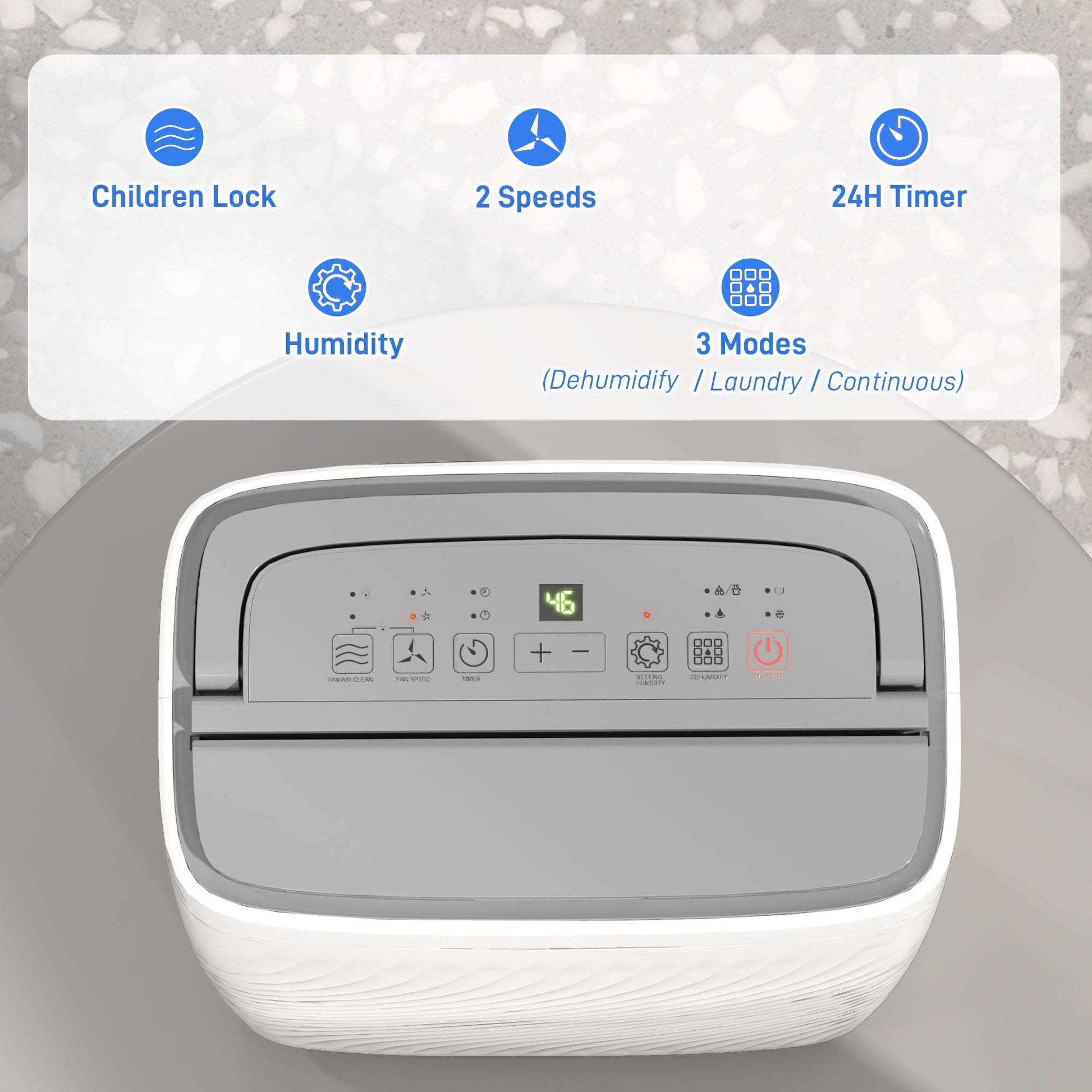 16L/Day Dehumidifier with Activated Carbon Air Filter, Continuous Drainage, 5.5L Water Tank, 24H Timer for Home Damp, Bedroom, Condensation,