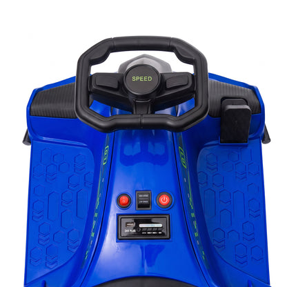 12V Kids Electric Drift Go-Kart | 2 Speeds, 3–8km/h, Soft Start & 7Ah Battery | Colourful LED Lights & Music | Blue | Ages 8–12, Max 50kg