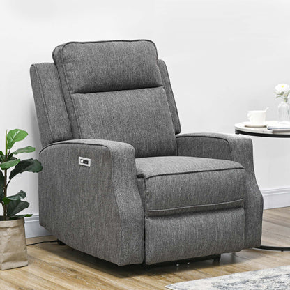 Electric Recliner Armchair, Recliner Chair with Adjustable Leg Rest, USB Port, Charcoal Grey