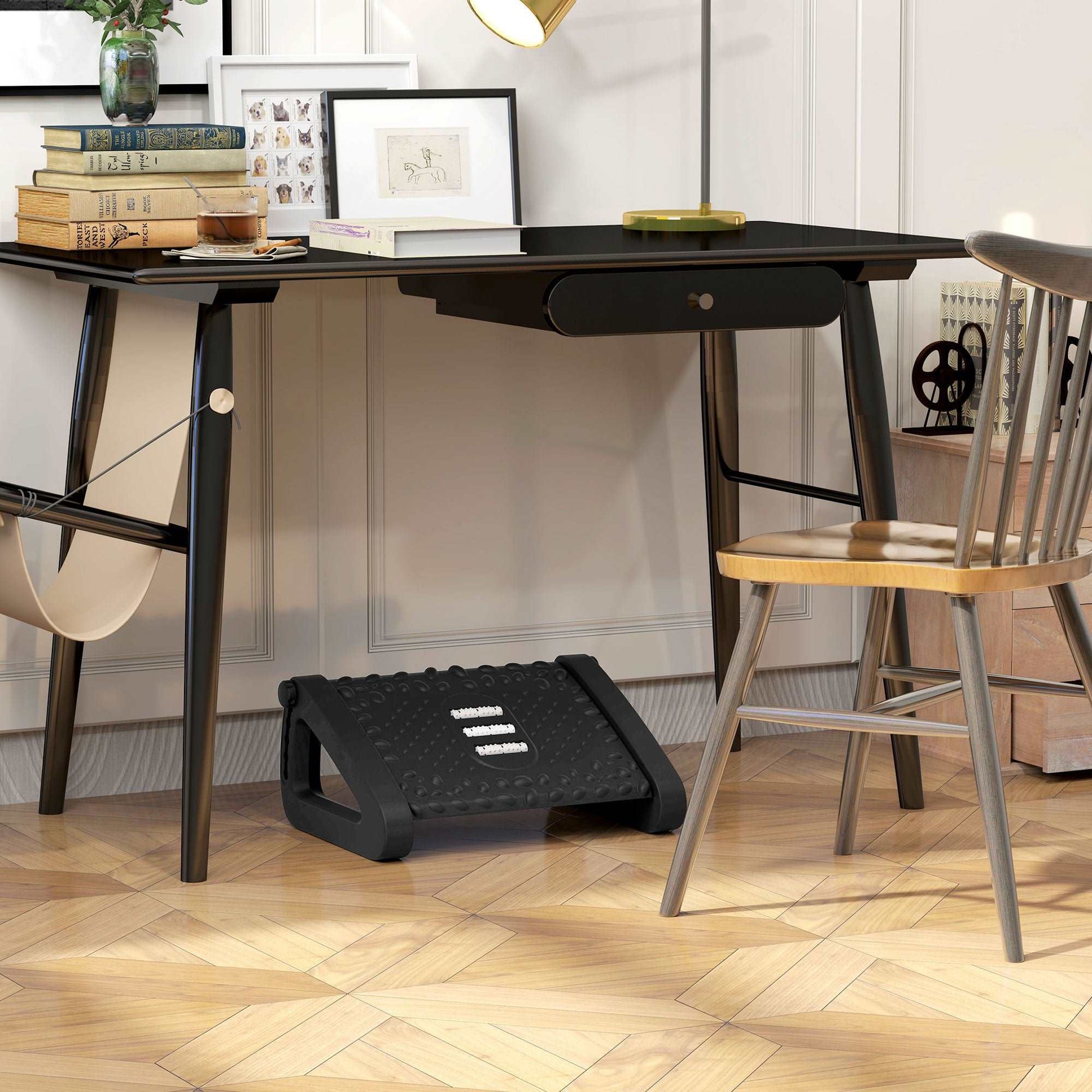 10°-45° Six-Angle Massage Footrest - Black