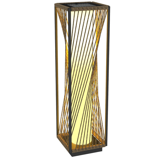 Garden Rattan Lamp, 77 cm Tall Solar Rattan Floor Lamp, Solar Garden Light with Auto On/Off LED Lights, IP44 Waterproof for Outdoor