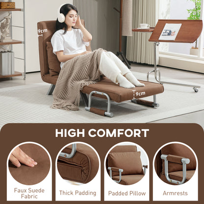 4-in-1 Faux Suede Chair Bed - Coffee