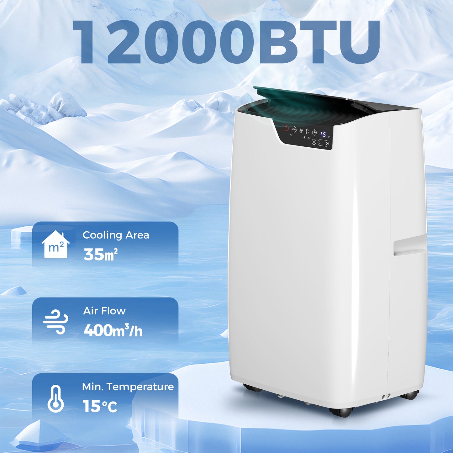 12000 BTU 4-in-1 Portable Air Conditioner | Cool, Dehumidify, Fan, Sleep | WiFi & Alexa | White