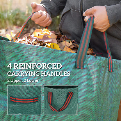 Garden Waste Bags, 300L x 3 Heavy Duty, Foldable and Reusable Garden Sacks W/ Handles for Collecting Waste, Plant Waste Grass and Leaves