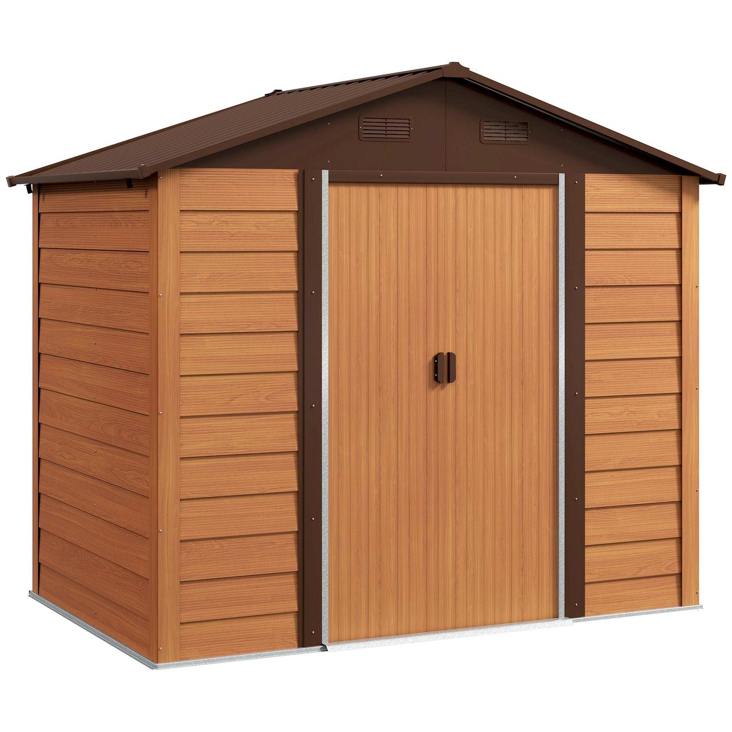 Outsunny Garden Storage Shed with Sliding Door - Brown Wood Effect
