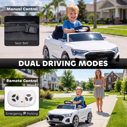 Licensed Audi Q8 e-tron Sportback Kids Ride On Car | Parental Remote | 4-Wheel Suspension | Soft Start | LED Lights | MP3 | Ages 3–4 | White or Black