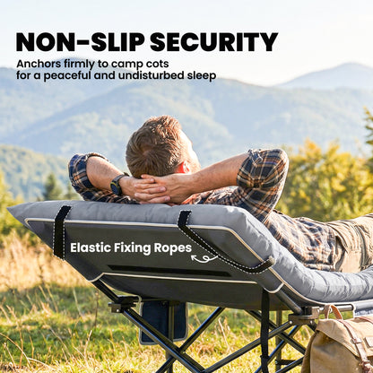 Foldable Camping Sleeping Mat | 8cm PU Foam | 200x80cm | Splash Proof Quilted | Elastic Straps | Flame Retardant | 200kg | Light Grey