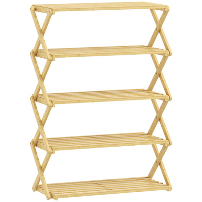 5-Tier Bamboo Shoe Rack, No Assembly - Natural