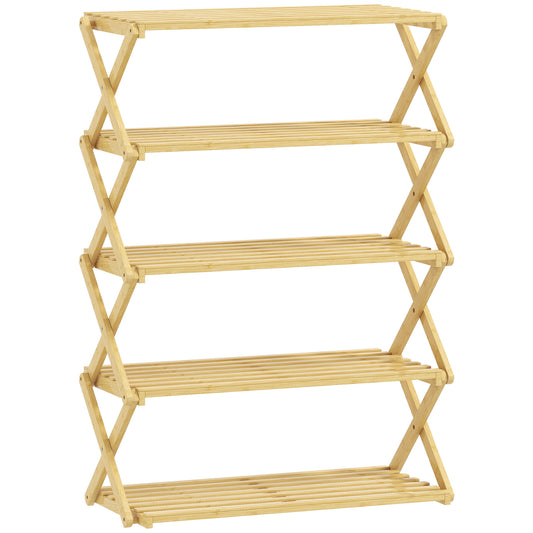5-Tier Bamboo Shoe Rack, No Assembly - Natural