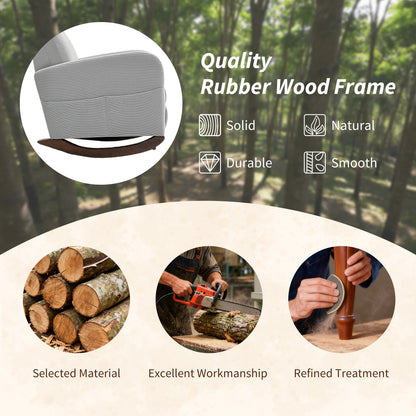 Corduroy Rocking Armchair - Grey / Beige