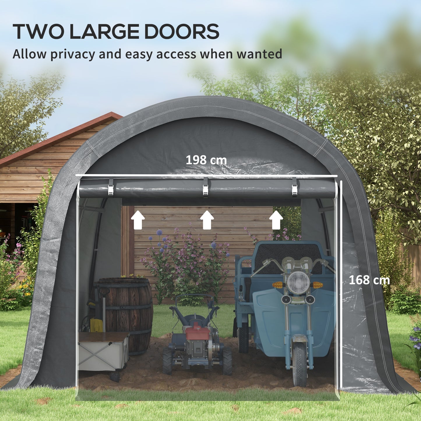 Outsunny 3 x 3(m) Garden Storage Tent, Heavy Duty Outdoor Shed, Waterproof Portable Shed Storage Shelter with Galvanised Steel Frame