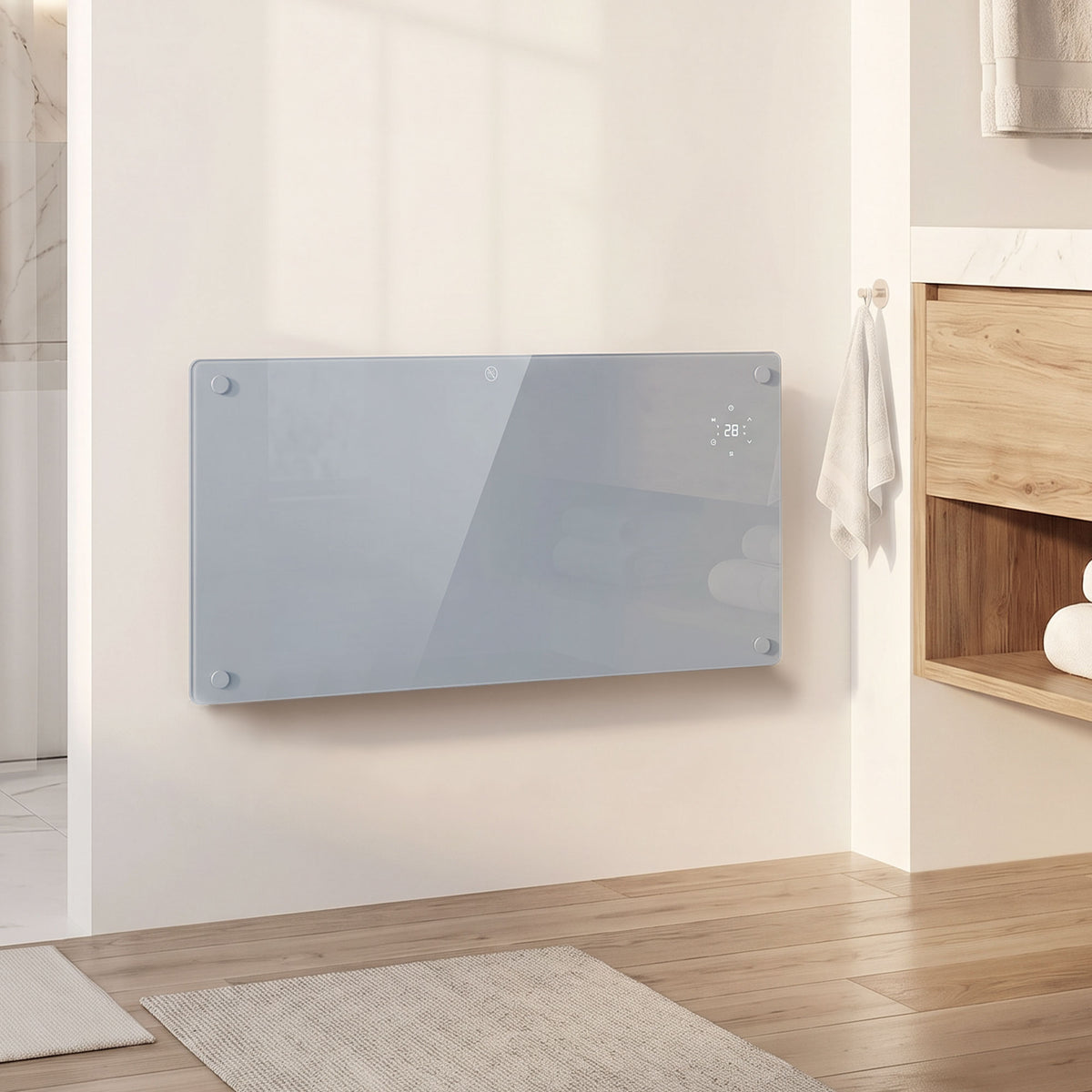 Smart Panel Heater | Grey 1500W WiFi Electric Heater, Wall Mounted or Freestanding with 7-Day Timer