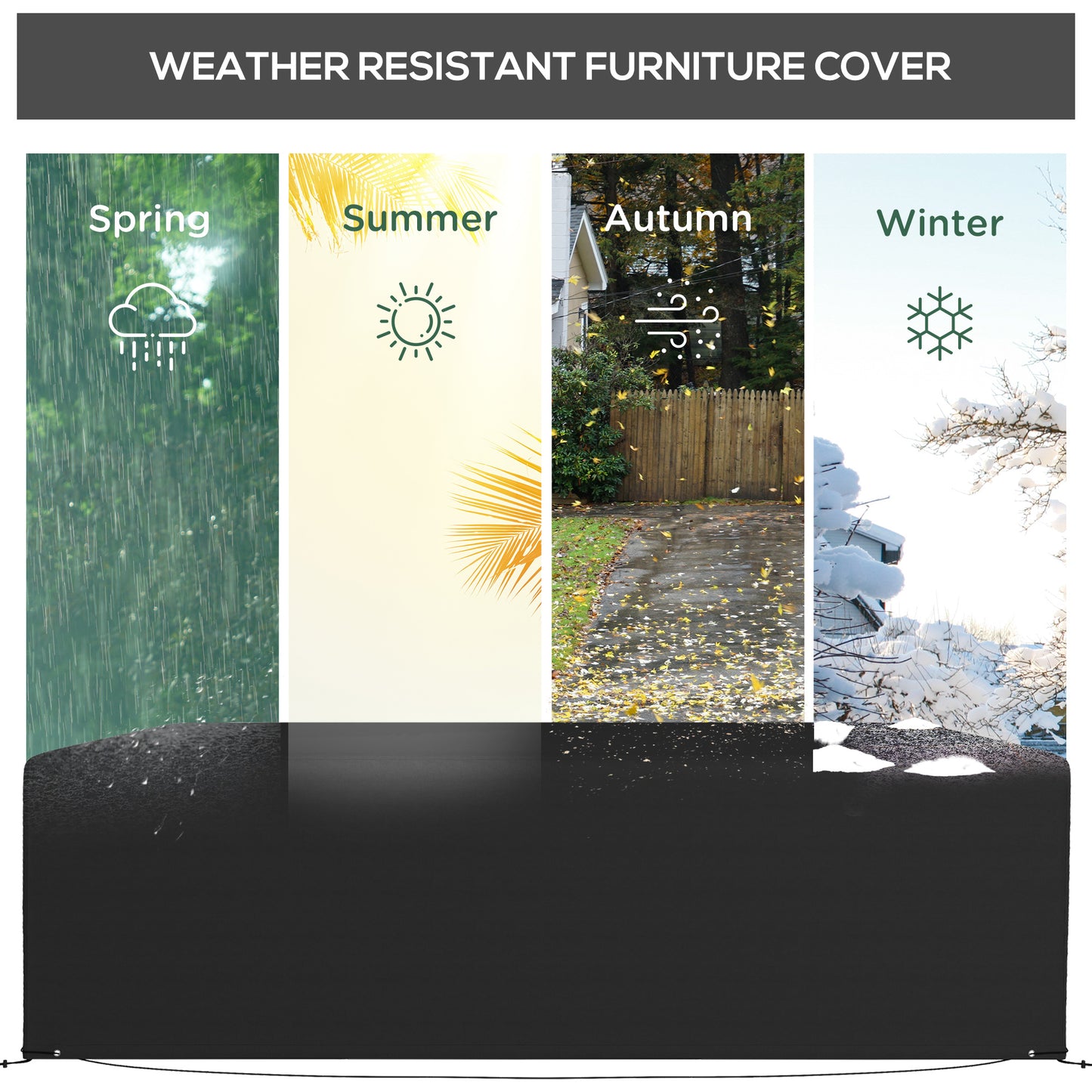 600D Oxford Table Set Cover Outdoor Garden Rattan Furniture Protection Cover Protector Waterproof Anti-UV, 245 x 165 x 66 cm Black / Dark Grey