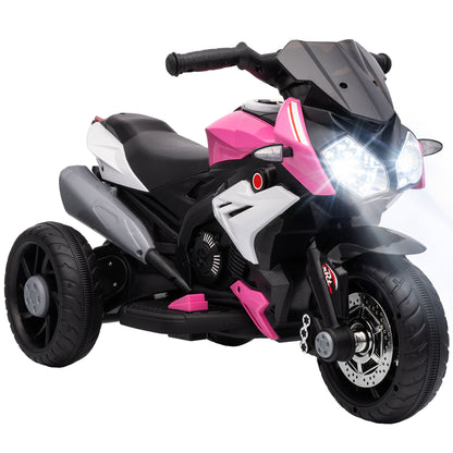 6V Kids Electric Ride-On Motorcycle | 3-Wheel Stable Design | 25W Motor | 0-3 km/h | LED Headlight | Music & Horn | 45 Min Ride | Max 25kg | Age 3-8 | 86x42x52cm | Blue or Pink