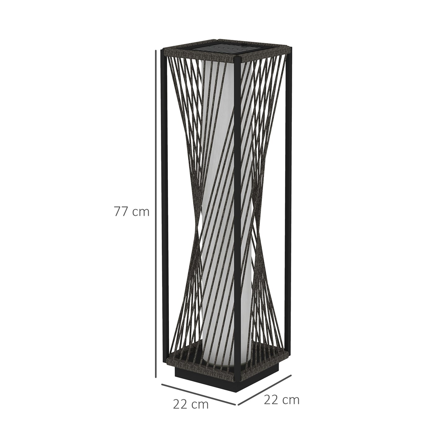 Garden Rattan Lamp, 77 cm Tall Solar Rattan Floor Lamp, Solar Garden Light with Auto On/Off LED Lights, IP44 Waterproof for Outdoor