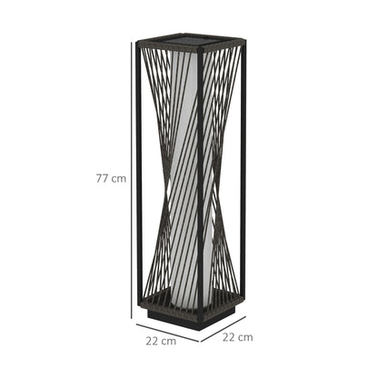 Garden Rattan Lamp, 77 cm Tall Solar Rattan Floor Lamp, Solar Garden Light with Auto On/Off LED Lights, IP44 Waterproof for Outdoor