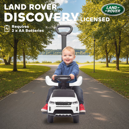 AIYAPLAY LAND ROVER DISCOVERY Licensed Baby Push Car, 2-in-1 Ride on Car with Push Handle and Safety Guardrail, White